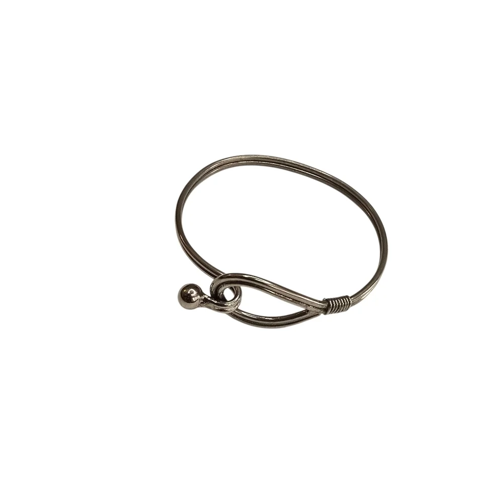 Vintage Silver Tone Loop & Hook Bangle Bracelet